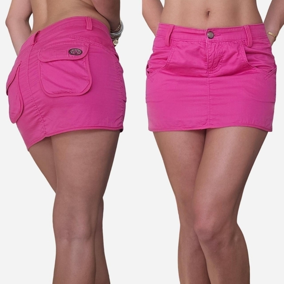 Armani Exchange Dresses & Skirts - Y2K Armani Exchange Pink Micro Mini Skirt Cargo Utility Size 0 Petite
